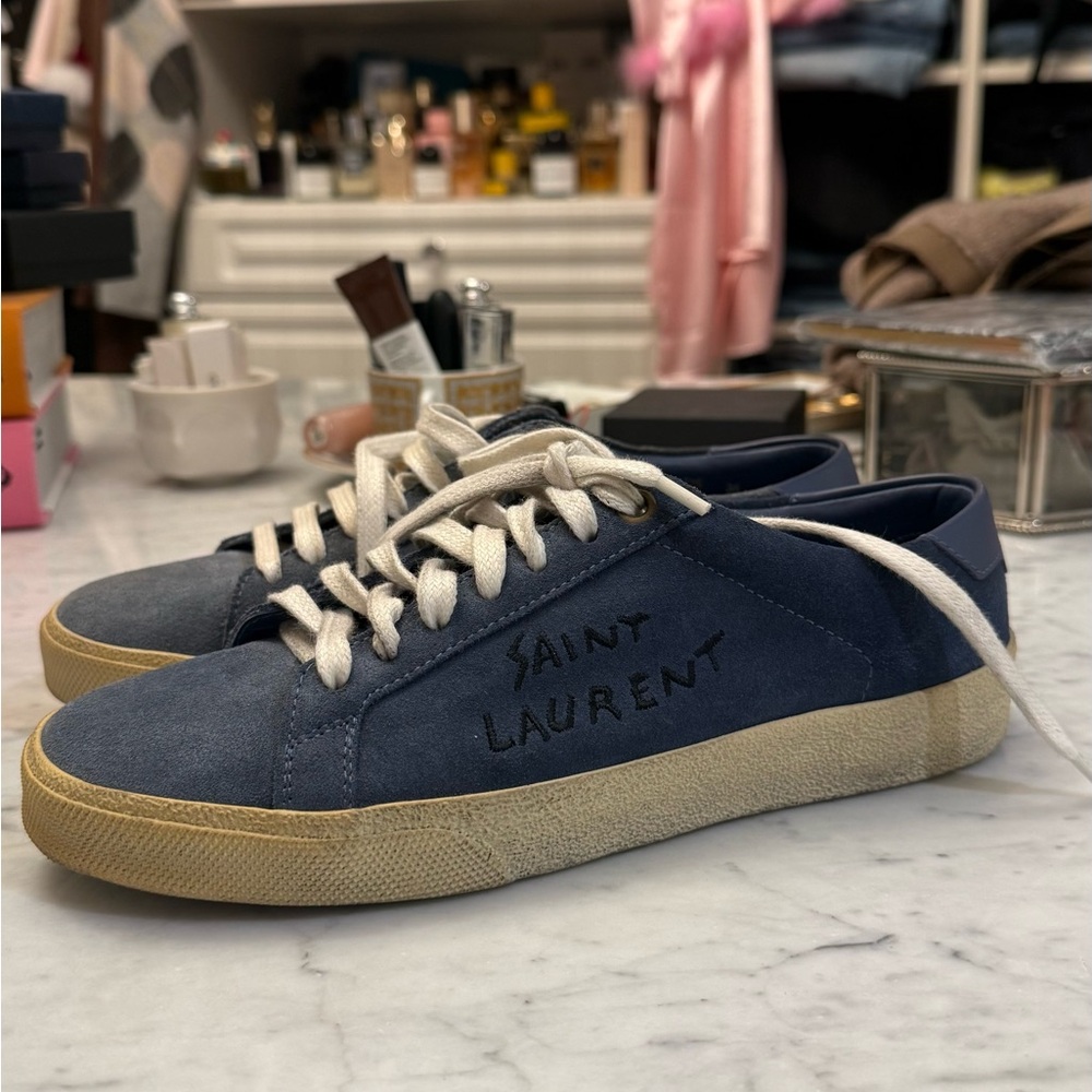 Saint Laurent Navy and Beige Sneakers